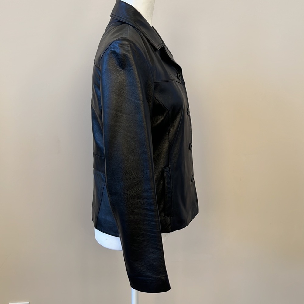 Wilsons Maxima - Genuine Black Leather Vintage 90’s Blazer - Size Medium - Picture 7 of 14